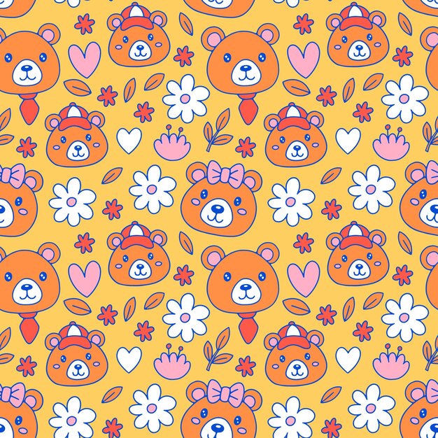 Hand drawn bear pattern