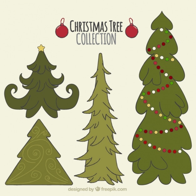 Free vector hand drawn beautiful christmas trees