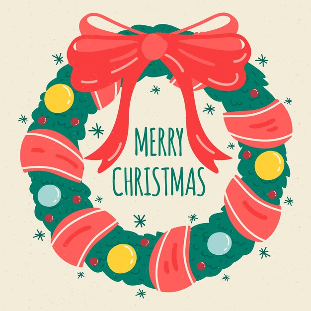 Hand drawn beautiful christmas wreath
