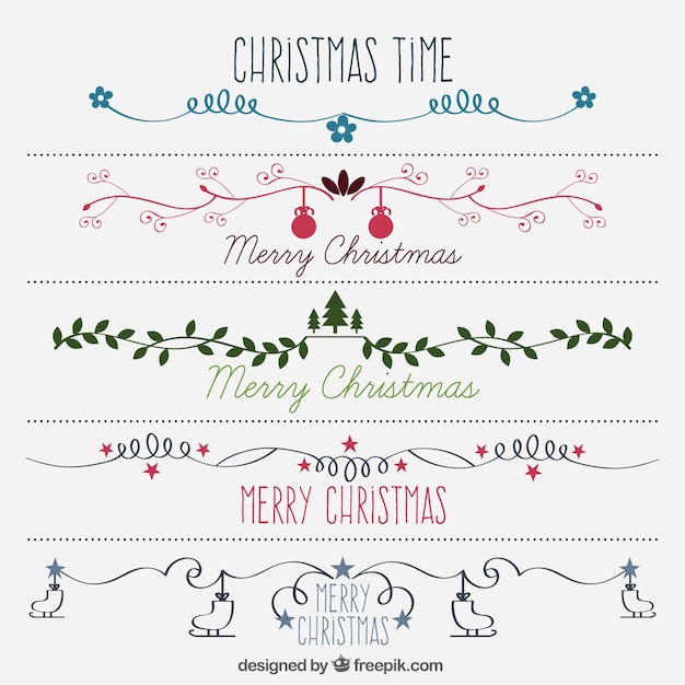 Hand drawn beautiful decorative christmas borders