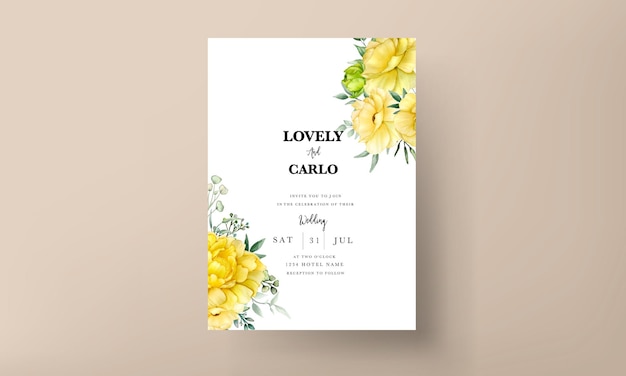 Hand drawn beautiful floral wedding invitation card set Free Vector