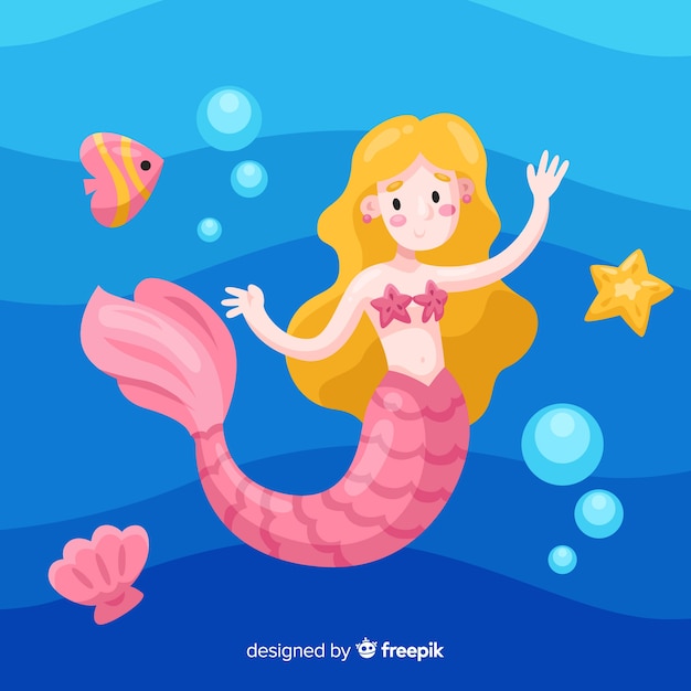 Hand drawn beautiful mermaid background