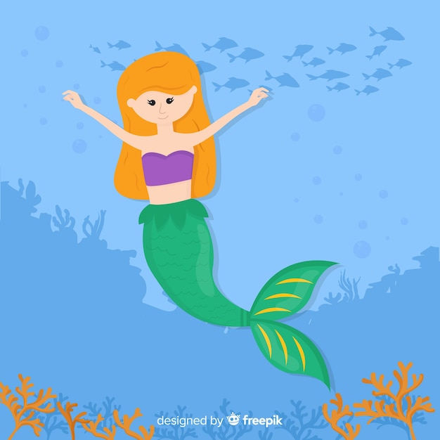 Hand drawn beautiful mermaid background