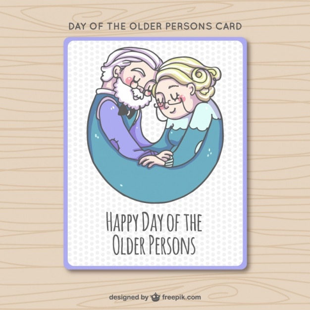 Free vector hand drawn beautiful older people card