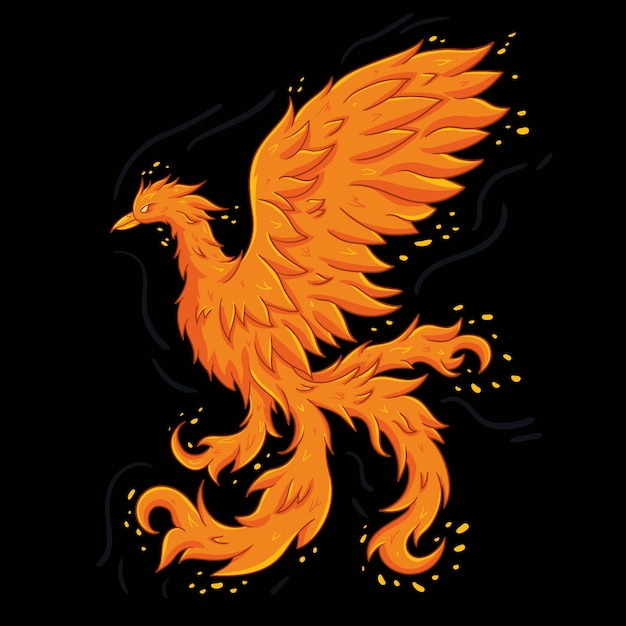 Hand drawn beautiful phoenix bird