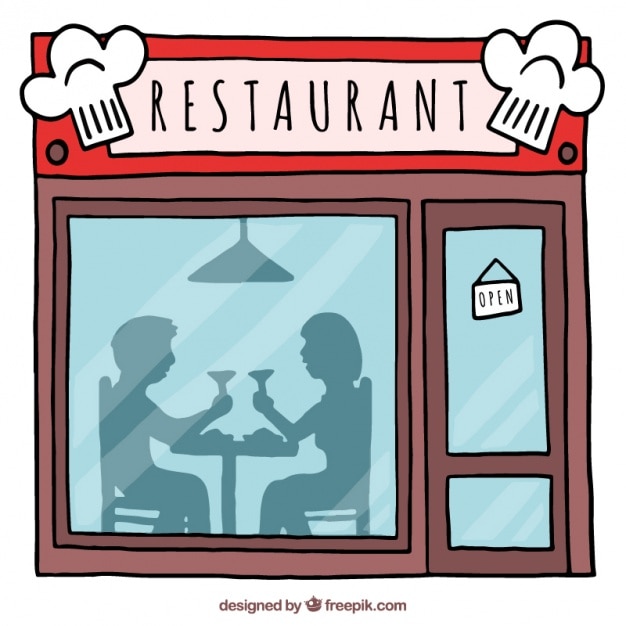 Hand drawn beautiful restaurant