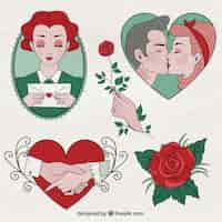 Free vector hand drawn and beautiful valentine day drawings