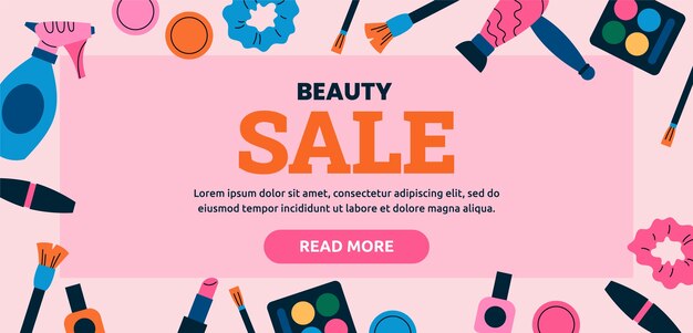 Hand drawn beauty sale banner design