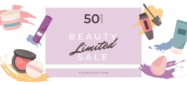 Hand Drawn Beauty Sale Banner – Free Vector Download