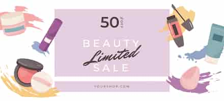 Free vector hand drawn beauty sale banner