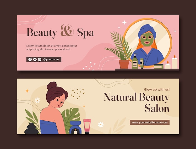 Free vector hand drawn beauty salon banner template