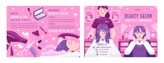 Free vector hand drawn beauty salon brochure