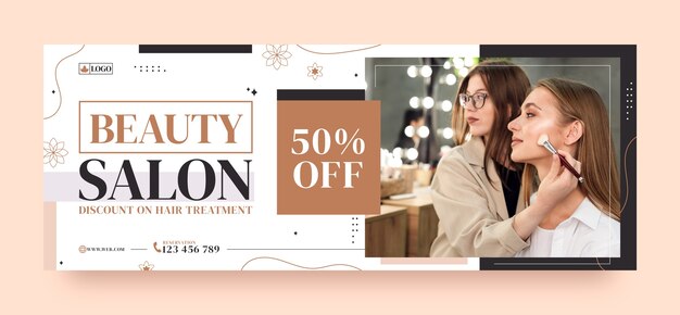 hand drawn beauty salon facebook cover