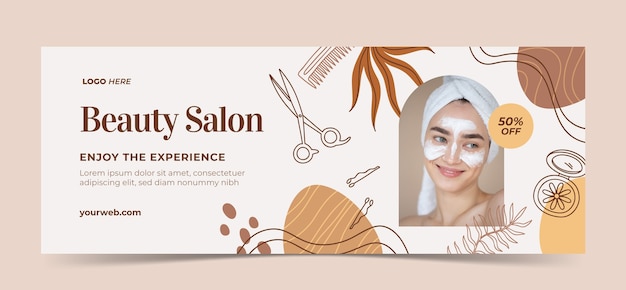 Free vector hand drawn beauty salon facebook cover