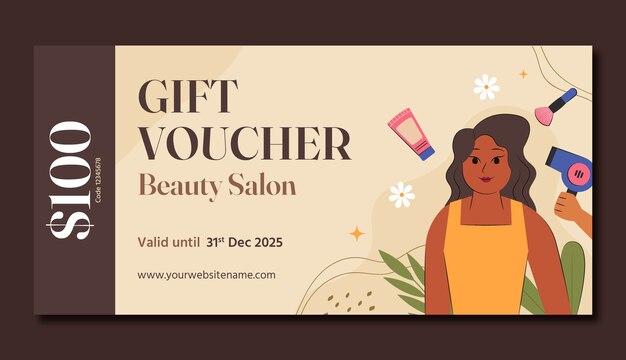 Hand drawn beauty salon gift voucher