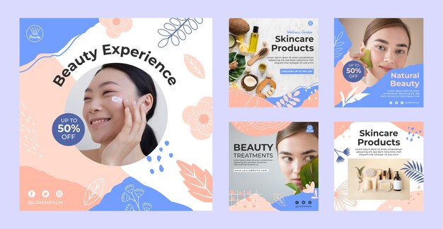 Hand drawn beauty salon instagram posts