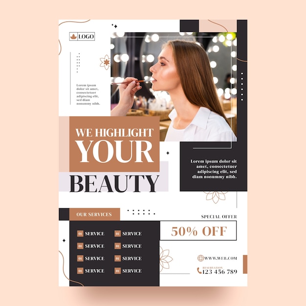 Free vector hand drawn beauty salon poster template