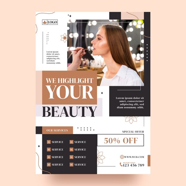 hand drawn beauty salon poster template