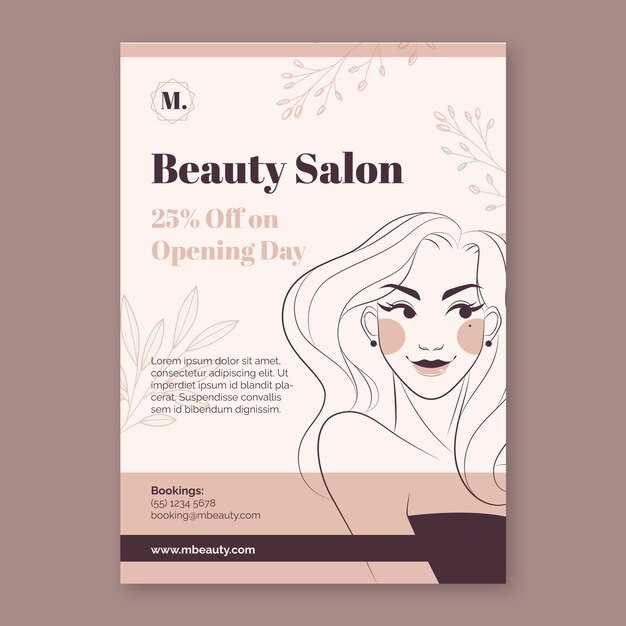 Hand drawn beauty salon poster template