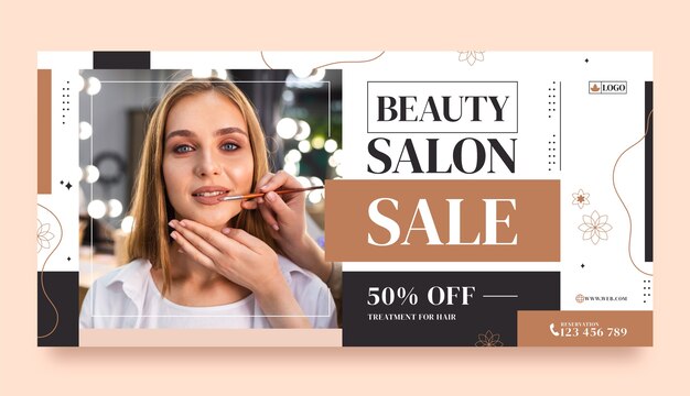 hand drawn beauty salon sale banner