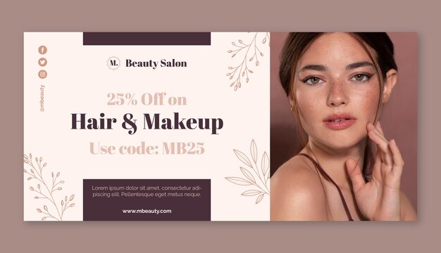 hand drawn beauty salon sale banner