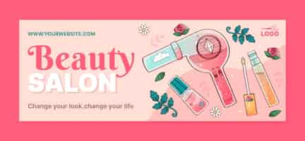 Free vector hand drawn beauty salon social media cover template