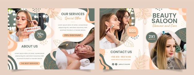 Hand drawn beauty salon template design