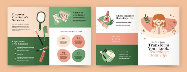 hand drawn beauty salon  template design