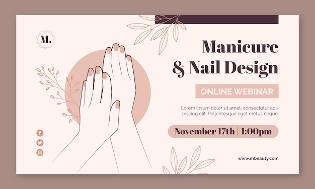 Free vector hand drawn beauty salon webinar template