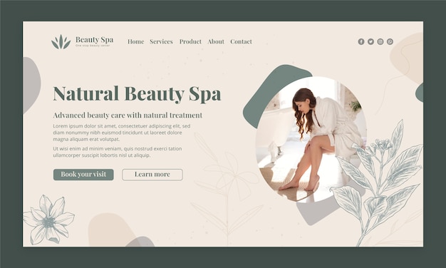 Free vector hand drawn beauty spa landing page template