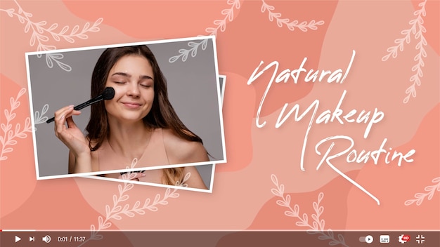 Free vector hand drawn beauty youtube thumbnail