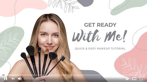 Free vector hand drawn beauty youtube thumbnail