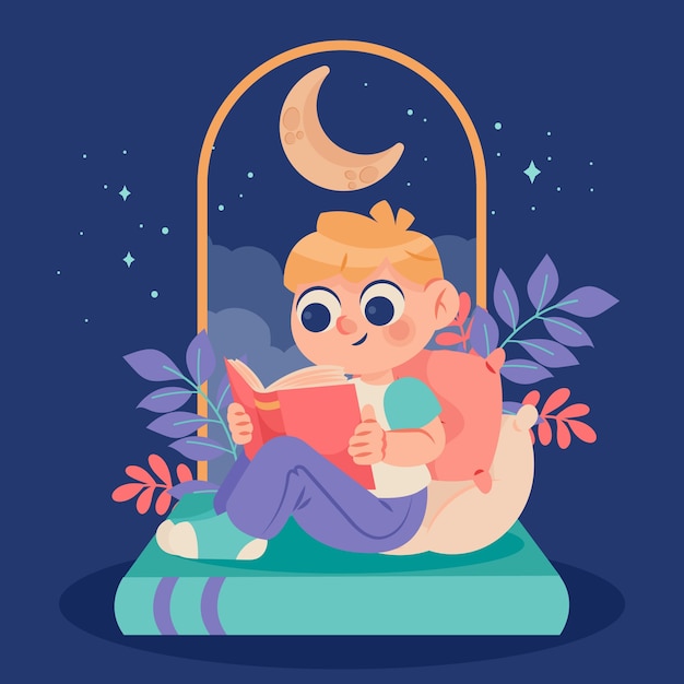 Free vector hand drawn bedtime stories illustration