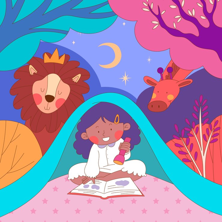 Free Vector hand drawn bedtime stories illustration