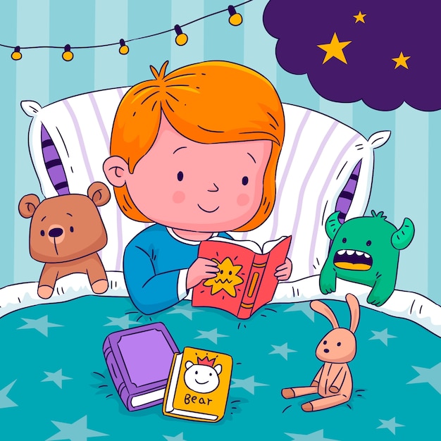 Free vector hand drawn bedtime stories illustration