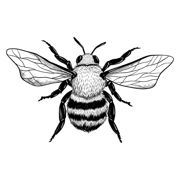 Hand drawn bee drawing illustration