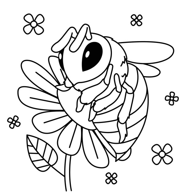 Hand drawn bee outline illustration