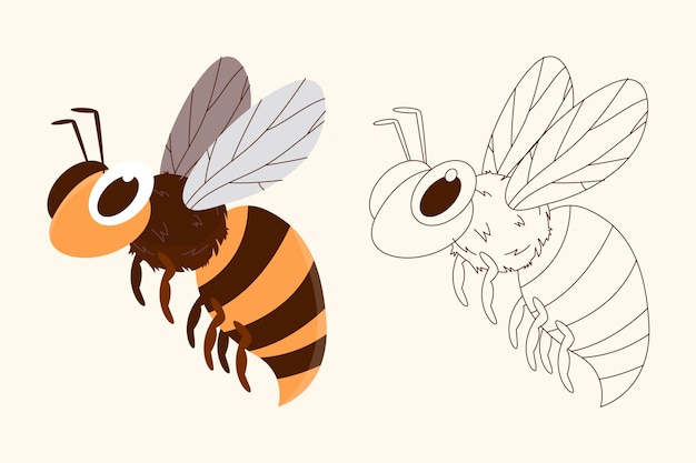 Sketch honey bee side view drawing Royalty Free Vector Image