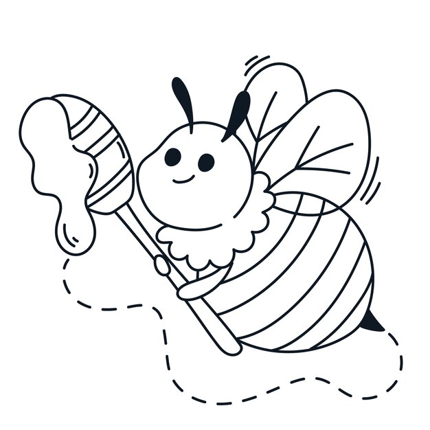 Hand drawn bee outline illustration