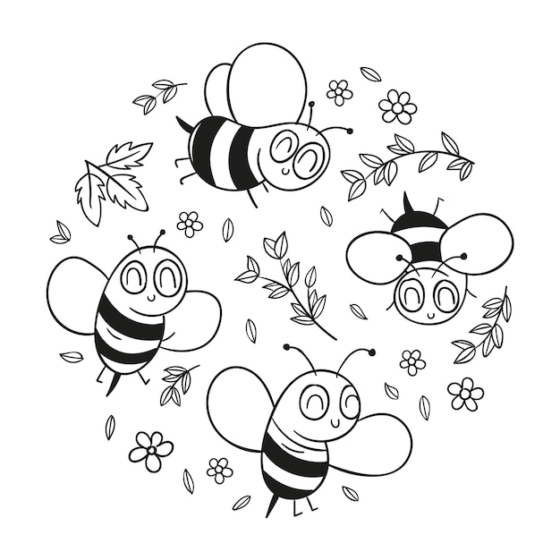 Free vector hand drawn bee outline illustration