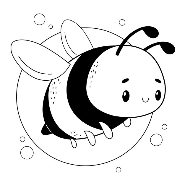 Hand drawn bee outline illustration