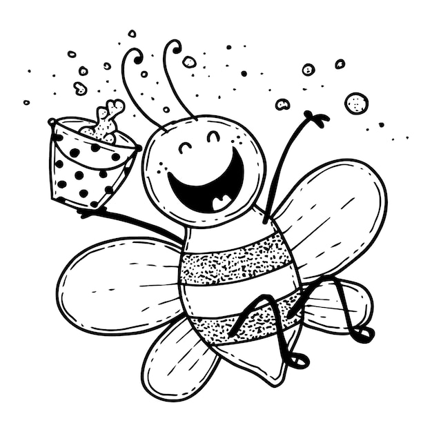 Hand drawn bee outline illustration