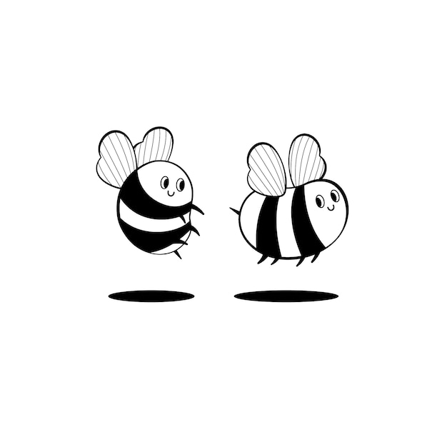 Hand drawn bee outline illustration