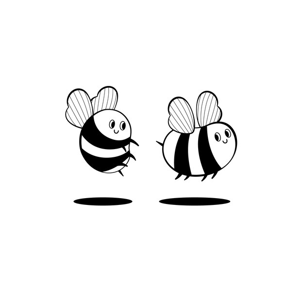 Hand drawn bee outline illustration