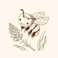 Free vector hand drawn bee outline illustration