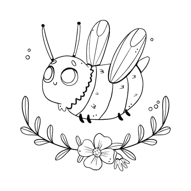 Hand drawn bee outline illustration