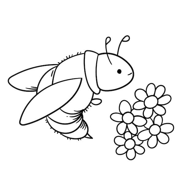 Hand drawn bee outline illustration