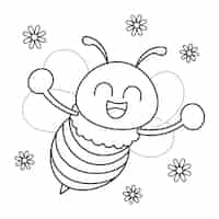 Free vector hand drawn bee outline illustration