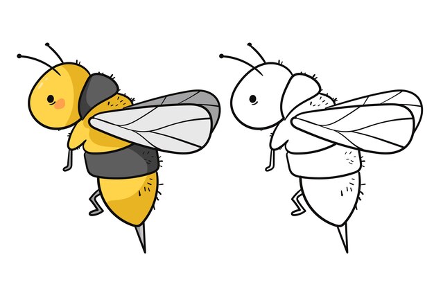 Hand drawn bee outline illustration