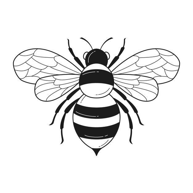 Нарисованная рукой иллюстрация наброска пчелы